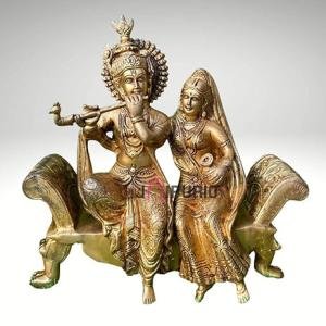 Brass Radha Krishna Murti | Grand 1ft Divine Couple | Handcrafted Pure Brass Temple Statue | Sacred Love Symbol | Jaipurio