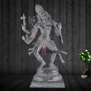 Ardhanarishvara Brass Statue | 24" x 12" x 8" | 16 kg | Dual Tone Stone Antique Finish | Divine Shiva-Shakti Form | Sacred Hindu Art | Jaipurio