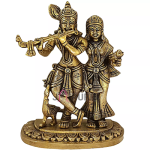 Radha Krishna with Peacock Brass Statue: 7x14x18cm Sacred Art | Divine Love with Peacock | Perfect Gift Decor | Premium Sacred Design