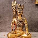 Brass Table Top Lord Shiva Idol | Traditional 20.3 × 12.7 cm Sacred Murti | Handcrafted Mahadev Statue for Home Temple | Premium Decor | Jaipurio