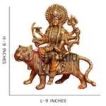 Antique Golden Durga Devi Brass Idol | Traditional 22.9 × 8.9 × 22.9 cm Table Top Murti | Handcrafted Mata Statue | Premium Decor | Jaipurio