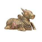 Golden Brass Nandi Idol | Traditional 11.4 × 16.5 × 8.9 cm Sacred Bull Statue | Handcrafted Shiva Vahana Murti | Premium Temple Art | Jaipurio