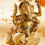 Antique Gold Hand Crafted Ganesha | Traditional 22.9 × 16.5 × 7.6 cm Brass Murti | Premium Temple Art Statue | Divine Decor | Jaipurio