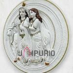 Radha Krishna with Cow Wall Sculpture | Grand 121.92 × 121.92 × 15.24 cm Sacred Metal Art | Premium 20 kg Divine Masterpiece