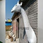 Giraffe Head Wall Sculpture (121.9 cm × 30.5 cm × 76.2 cm/48" × 12" × 30", 7000 g) | Modern Fiberglass Art with Marble Powder | Safari Home Decor by Jaipurio