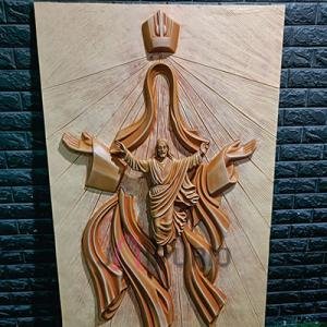 Sacred Jesus Wall Hanging Sculpture (152.4 cm × 91.4 cm × 12.7 cm/60" × 36" × 5", 21000 g) | Divine Christian Art | Premium Fiberglass with Marble Powder