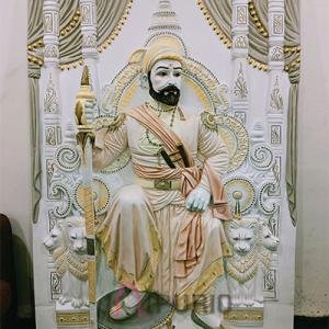 Chhatrapati Shivaji Maharaj Wall Sculpture (182.9 cm × 121.9 cm × 20.3 cm/72" × 48" × 8", 40000 g) | Royal Heritage Art | Premium Fiberglass with Marble Powder