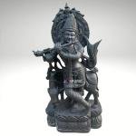 Hand-Carved Black Stone Krishna Statue | 60.96 CM Spiritual Sculpture | Traditional Indian Artistry