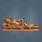 Brass Reclining Hanuman from Mahabharat | 12" Sacred Scene Murti | Divine Epic Art