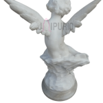 French Alabaster Cupid Putti: Rare Antique Butterfly Sculpture | Luxury Art Piece | Historical Craftsmanship | Classical Masterpiece