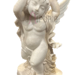 Italian Carrara Marble Baby Angel: Garden Art Masterpiece | Handcarved Cherub | Authentic Carrara Marble | Divine Outdoor Statue