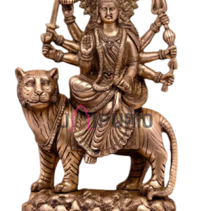 Brass Durga Mata Statue | 38cm Goddess on Tiger Sculpture | Premium Divine Sherawali Idol | Authentic Hindu Temple Art | BDS-DRG-038"