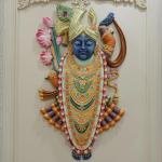 Shrinathji 3D Wall Sculpture | Premium 127 × 76.2 × 12.7 cm Fiberglass & Marble Powder Art | Sacred Temple Relief | Divine Decor