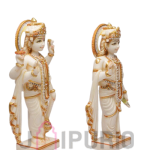 Marble Laxmi Narayan Statue: Divine Temple Grade Sculpture | Premium White Marble | Vishnu Laxmi Murti | Sacred Temple Altar Art