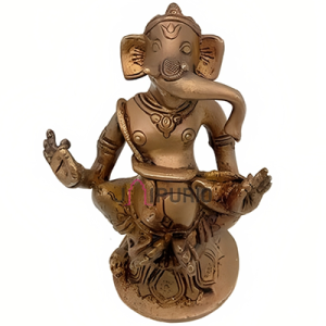 6-Inch Brass Sitting Ganesha Idol: Lucky Home Decor | Auspicious Ganesh Statue | Good Fortune Murti | Perfect Size Sacred Art