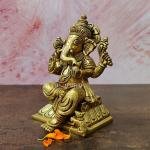 6.5" Pure Brass Ganpati/Ganesha Idol | Sacred Temple Murti | Divine Grace Statue