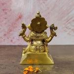 6.5" Pure Brass Ganpati/Ganesha Idol | Sacred Temple Murti | Divine Grace Statue