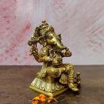 6.5" Pure Brass Ganpati/Ganesha Idol | Sacred Temple Murti | Divine Grace Statue