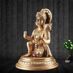 Brass Hanuman Idol Carrying Sanjeevani Mountain 4.5" | Symbol of Strength, Devotion & Courage | 500g Intricate Detailing | Divine Blessings & Protection