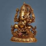 16" Large Pure Brass Ganesha Idol | Majestic Temple Murti | Divine Grace Statue