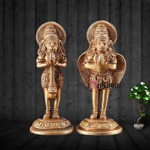 Brass Garuda & Hanuman Pair 4" | Divine Statues | Devotion, Strength & Service | 600g Intricate Handcrafted Idols | Home Temple Spiritual Decor | Jaipurio