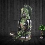 Brass Hanuman Meditation Idol 11" | Black & Green Tone | Lord Ram Engraving | 5 kg Divine Energy | 7" Width, 4.5" Depth | Invite Positivity & Good Health