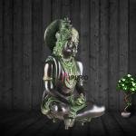 Brass Hanuman Meditation Idol 11" | Black & Green Tone | Lord Ram Engraving | 5 kg Divine Energy | 7" Width, 4.5" Depth | Invite Positivity & Good Health