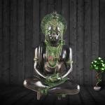 Brass Hanuman Meditation Idol 11" | Black & Green Tone | Lord Ram Engraving | 5 kg Divine Energy | 7" Width, 4.5" Depth | Invite Positivity & Good Health