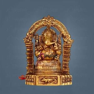 8" Pure Brass Framed Ganesha Idol | Sacred Art Frame | Divine Grace Statue