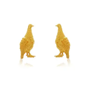 Gold Partridge Cufflink | Sterling Silver | Heirloom Collection | Jaipurio