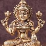 Pure Brass Lakshmi in Lotus Base Idol | 5.5" x 3" x 3" Divine Statue | 1.5 kg Traditional Temple Art | Handcrafted Religious Sculpture | Prosperity Goddess | Jaipurio