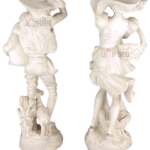 Antique Boy & Girl Statue Set: Renaissance Pair | Garden & Home Art | Authentic Craftsmanship | Classic Decorative Sculptures