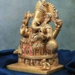 Antique Golden Ganesha Brass Idol | Traditional 22.9 × 10.9 × 17.8 cm Table Top Murti | Handcrafted Vinayak Statue | Premium Decor | Jaipurio