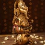 Antique Gold Hand Crafted Ganesha Idol | Traditional 28.4 × 6.6 × 11.7 cm Brass Statue | Premium Temple Art | Religious Decor | Jaipurio