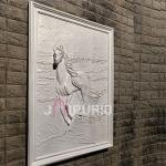 Running Horse Wall Sculpture (101.6 cm × 71.1 cm × 5.1 cm/40" × 28" × 2", 5000 g) | Modern Fiberglass Art with Marble Powder | Contemporary Home Decor by Jaipurio