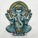 Lord Ganesha Wall Sculpture (106.7 cm × 81.3 cm × 20.3 cm/42" × 32" × 8", 20000 g) | Divine Spiritual Art | Premium Fiberglass with Marble Powder by Jaipurio