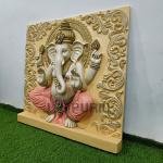 Lord Ganesha Wall Sculpture (121.9 cm × 121.9 cm × 20.3 cm/48" × 48" × 8", 20000 g) | Divine Spiritual Art | Premium Fiberglass with Marble Powder by Jaipurio