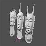 African Mask Wall Hanging Sculpture Set of 3 (91.4 cm × 30.5 cm each/36" × 12", 12000 g) | Tribal Art Collection | Premium Fiberglass with Marble Powder by Jaipurio