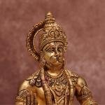 9" Pure Brass Blessing Hanuman Idol | Sacred Temple Murti | Divine Grace Statue