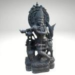 Hand-Carved Black Stone Krishna Statue | 60.96 CM Spiritual Sculpture | Traditional Indian Artistry