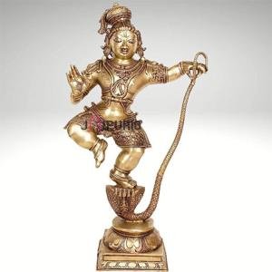 Dancing Krishna Brass Statue | Magnificent 3ft Temple Idol | Handcrafted Pure Brass Divine Dance | Sacred Masterpiece | Jaipurio