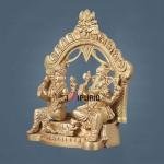 Pure Brass Ganesha & Lakshmi Seated Together Statue | 7" x 5" x 3" Divine Murti | 2.1 kg Traditional Temple Art | Prosperity Deities | Sacred Sculpture | Jaipurio