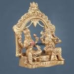 Pure Brass Ganesha & Lakshmi Seated Together Statue | 7" x 5" x 3" Divine Murti | 2.1 kg Traditional Temple Art | Prosperity Deities | Sacred Sculpture | Jaipurio