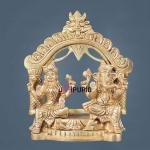 Pure Brass Ganesha & Lakshmi Seated Together Statue | 7" x 5" x 3" Divine Murti | 2.1 kg Traditional Temple Art | Prosperity Deities | Sacred Sculpture | Jaipurio