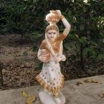 White Marble Hand Carved Famous Rajasthan Lady Statue - 26" | Jaipurio