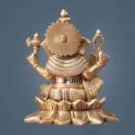 Pure Brass Ganesha in Lotus Base Idol | 5.5" x 3" x 3" Divine Murti | 1.5 kg Traditional Temple Art | Handcrafted Religious Sculpture | Wisdom God | Jaipurio