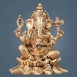 Pure Brass Ganesha in Lotus Base Idol | 5.5" x 3" x 3" Divine Murti | 1.5 kg Traditional Temple Art | Handcrafted Religious Sculpture | Wisdom God | Jaipurio