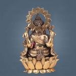 Brass Superfine Ganesh Idol | 8" x 5.5" x 5.5" | 1.4 kg | Premium Quality | Perfect Sacred Art | Traditional Design | Jaipurio