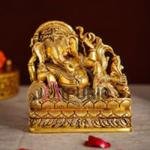 Antique Gold Fine Brass Ganesha Idol | Traditional 15.2 × 5.1 × 14 cm Sacred Murti | Handcrafted Vinayak Statue | Premium Temple Art | Jaipurio