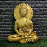 Lord Buddha Wall Hanging Sculpture | 91.4 cm x 76.2 cm x 7.6 cm | 4500 gm Fiberglass & Marble | Serene Buddhist Art Decor | Meditation Masterpiece